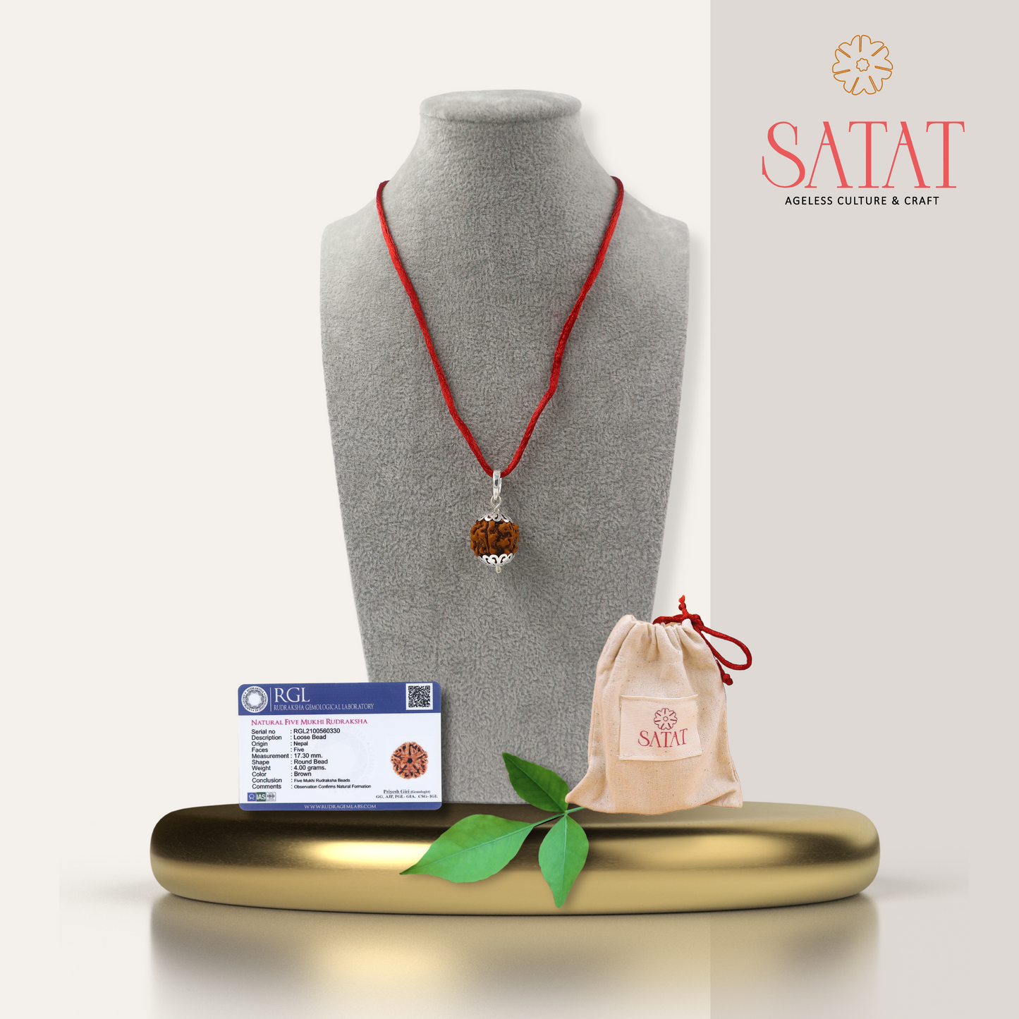 5 Mukhi Rudraksha Pendant | Nepal Origin | Pure Silver Cap | Certified by ISO- Recognised Laboratory