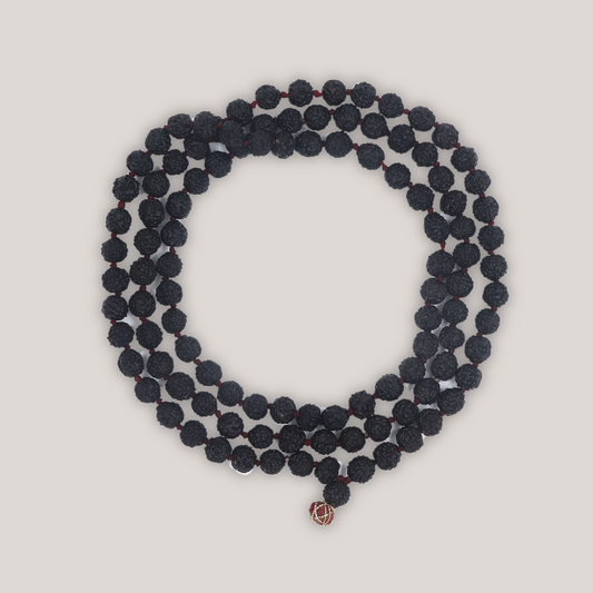Black Rudraksha Japa Mala Original | 108+1, 5 Mukhi Indonesian Beads | Certified by RGL - an ISO-recognised Lab | For Men & Women