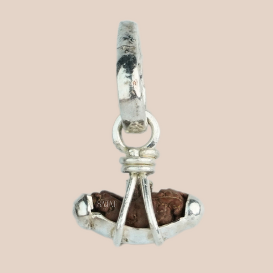 One Mukhi Rudraksha Pendant | Encased in Pure Silver Cap | Indonesian-Origin Bead | Certified by ISO-recognised Laboratory | SATAT