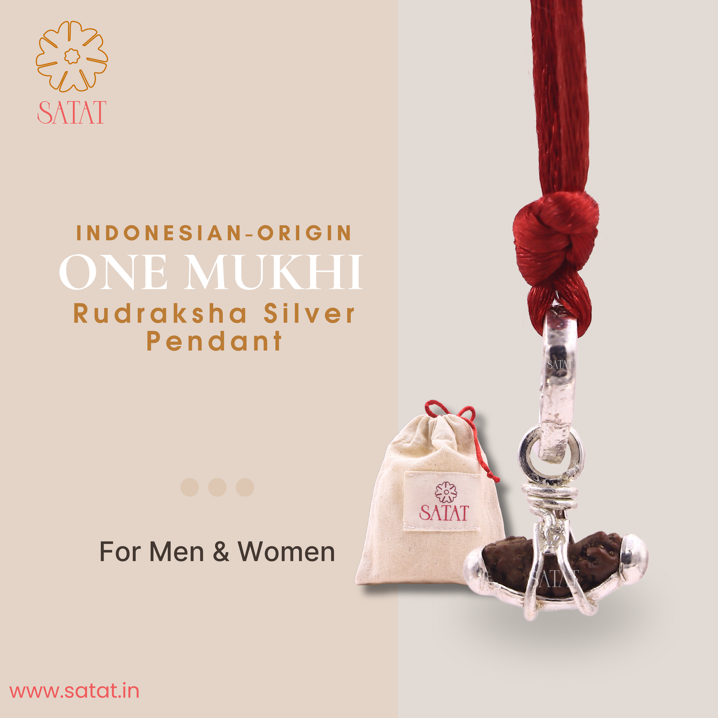 One Mukhi Rudraksha Pendant | Encased in Pure Silver Cap | Indonesian-Origin Bead | Certified by ISO-recognised Laboratory | SATAT