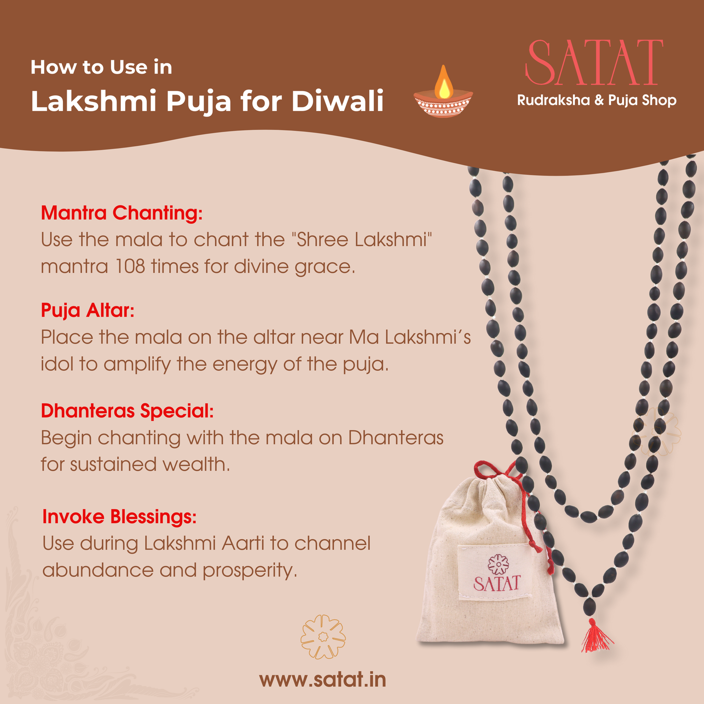 Natural Lotus Seed Mala 108+1 Beads Original | Size: 10-15mm | Kamal Gatta Mala Natural | Hand-Made | ISO-Recognised Laboratory Certificate | for Lakshmi Pooja & Mantra Japa