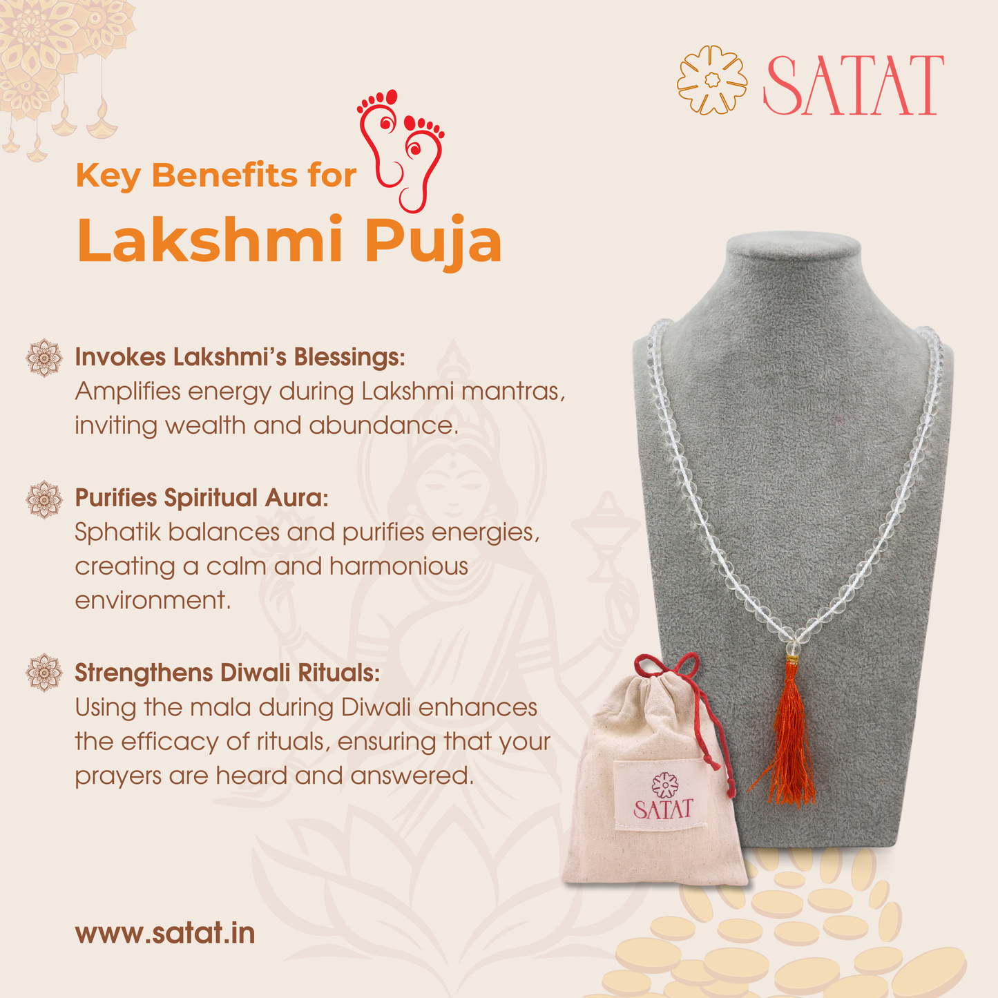 Sphatik Mala | Natural | with 108+1, 6mm Beads | Diamond Cut | ISO-Recognised Laboratory Certificate | for Lakshmi Puja | Mantra Jaap at Home | Puja Mandir Essentials