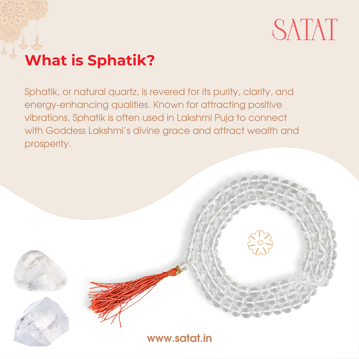 Sphatik Mala | Natural | with 108+1, 6mm Beads | Diamond Cut | ISO-Recognised Laboratory Certificate | for Lakshmi Puja | Mantra Jaap at Home | Puja Mandir Essentials