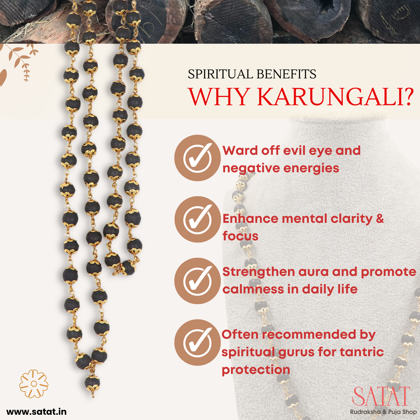 Karungali Malai 54 Beads – Brass Capped & Govt-Certified | 8mm Beads