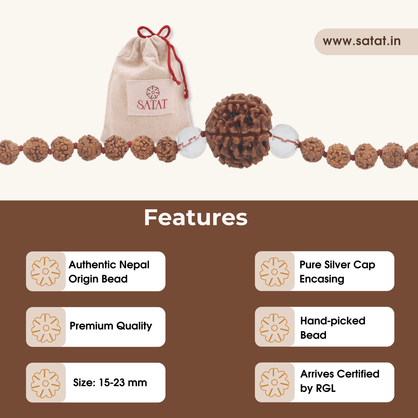 original rudraksha mala with 7 Mukhi nepal rudraksha pendant by Satat rudraksha puja Shop