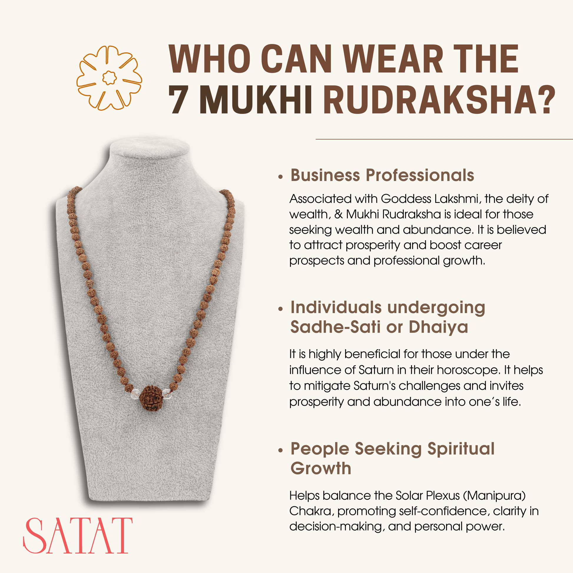 satat original Rudraksha mala 5 mukhi 108+1 beads mala for financial luck and money attraction by satat