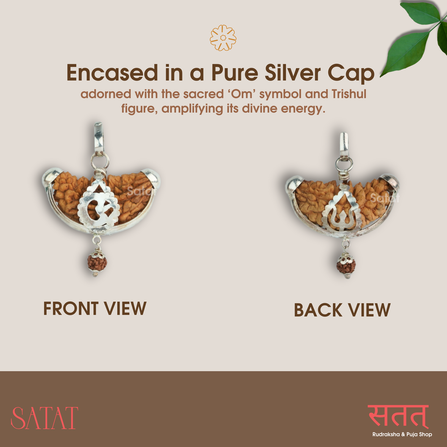 SATAT One Face Ek Mukhi Rudraksha Pendant | Indian Origin | Pure Silver Cap | Certified from an ISO-recognised Lab