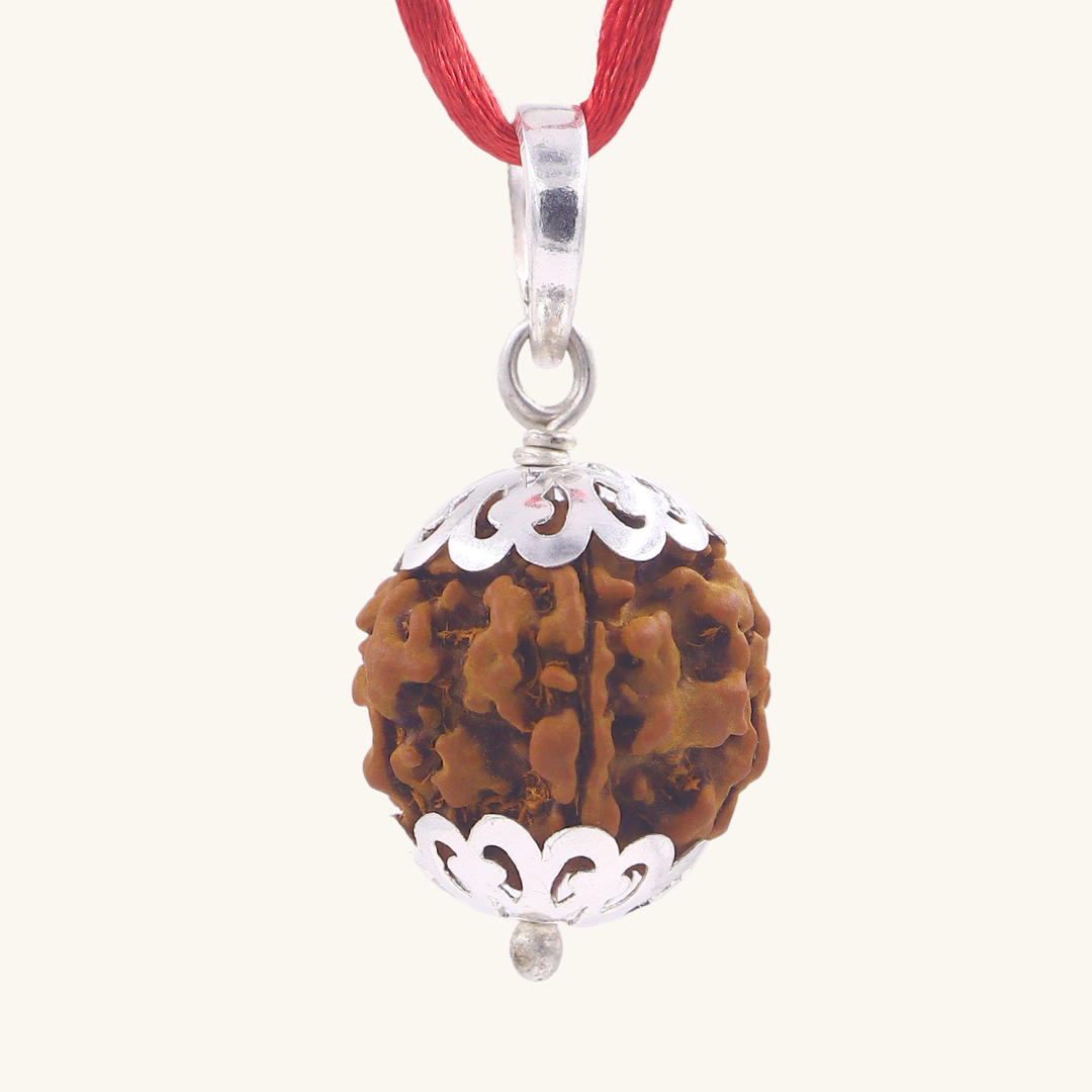 5 Mukhi Rudraksha Pendant | Nepal Origin | Pure Silver Cap | Certified by ISO- Recognised Laboratory