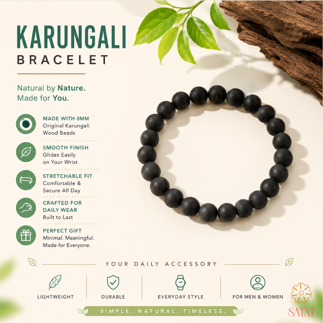 Karungali Wood Bracelet for Men & Women | Original Ebony Wood 8mm Beads | Stretchable Wrist Band | Lightweight Everyday Fashion Accessory