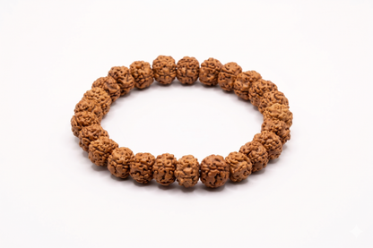 Original Indonesian 5 Mukhi Rudraksha Bracelet for Men & Women | 8mm Natural Rudraksha Beads | Stretchable Comfortable Fit | Everyday Wear Accessory