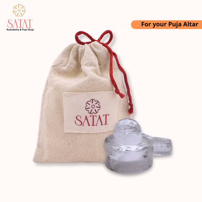 Pure Sphatik Shivling 75-100g | Natural Quartz Shivling | For Peace, Prosperity & Devotion | By Satat