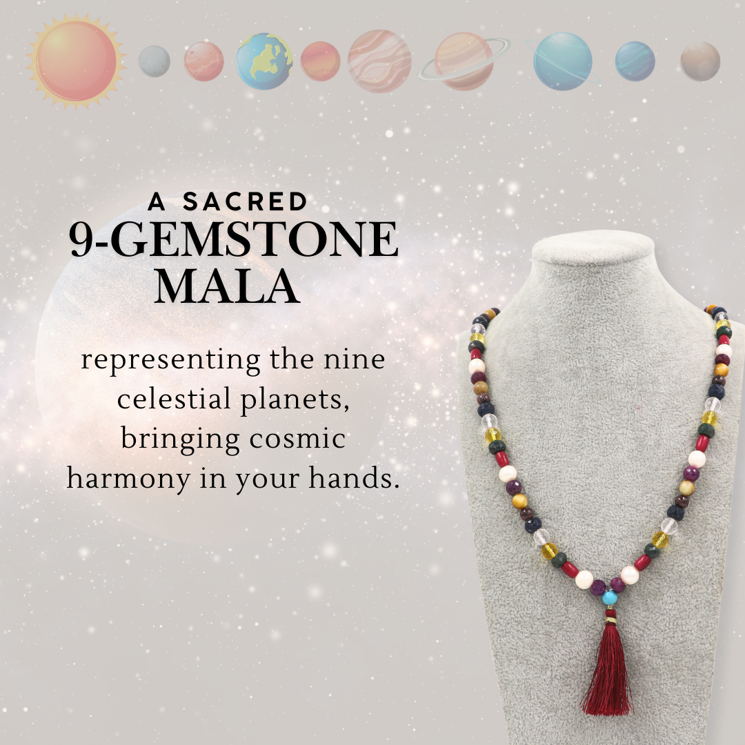 Satat Navgrah Navratna Mala – Authentic Navgraha Gem Beads Mala