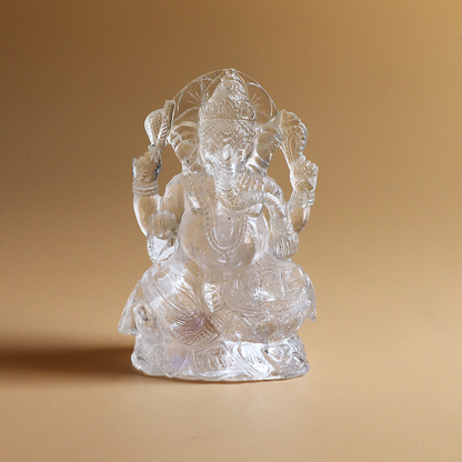 Limited Edition Pure Sphatik (Quartz) Lakshmi Ganesha Idol | 1200g | 4.5 Inches