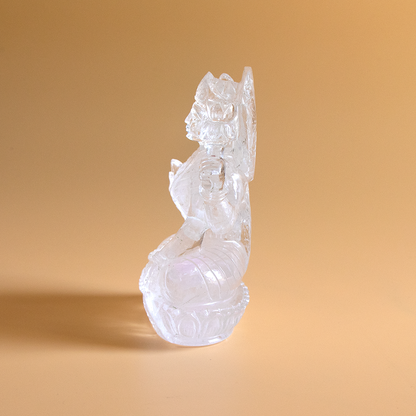 Limited Edition Pure Sphatik (Quartz) Lakshmi Ganesha Idol | 1200g | 4.5 Inches