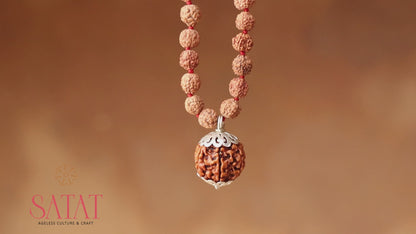 Rudraksha Mala with 5 Mukhi Nepal Rudraksha Chandi Locket