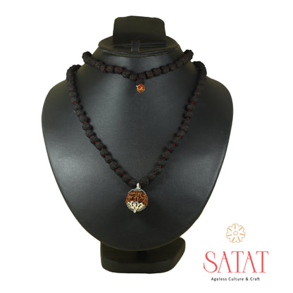 Black Rudraksha Mala With Six Mukhi Pure Silver Locket