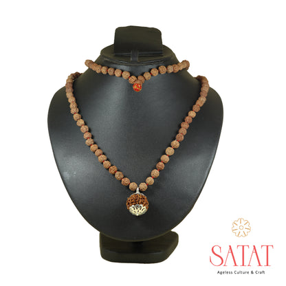 Rudraksha Mala With Six Mukhi Locket In Silver