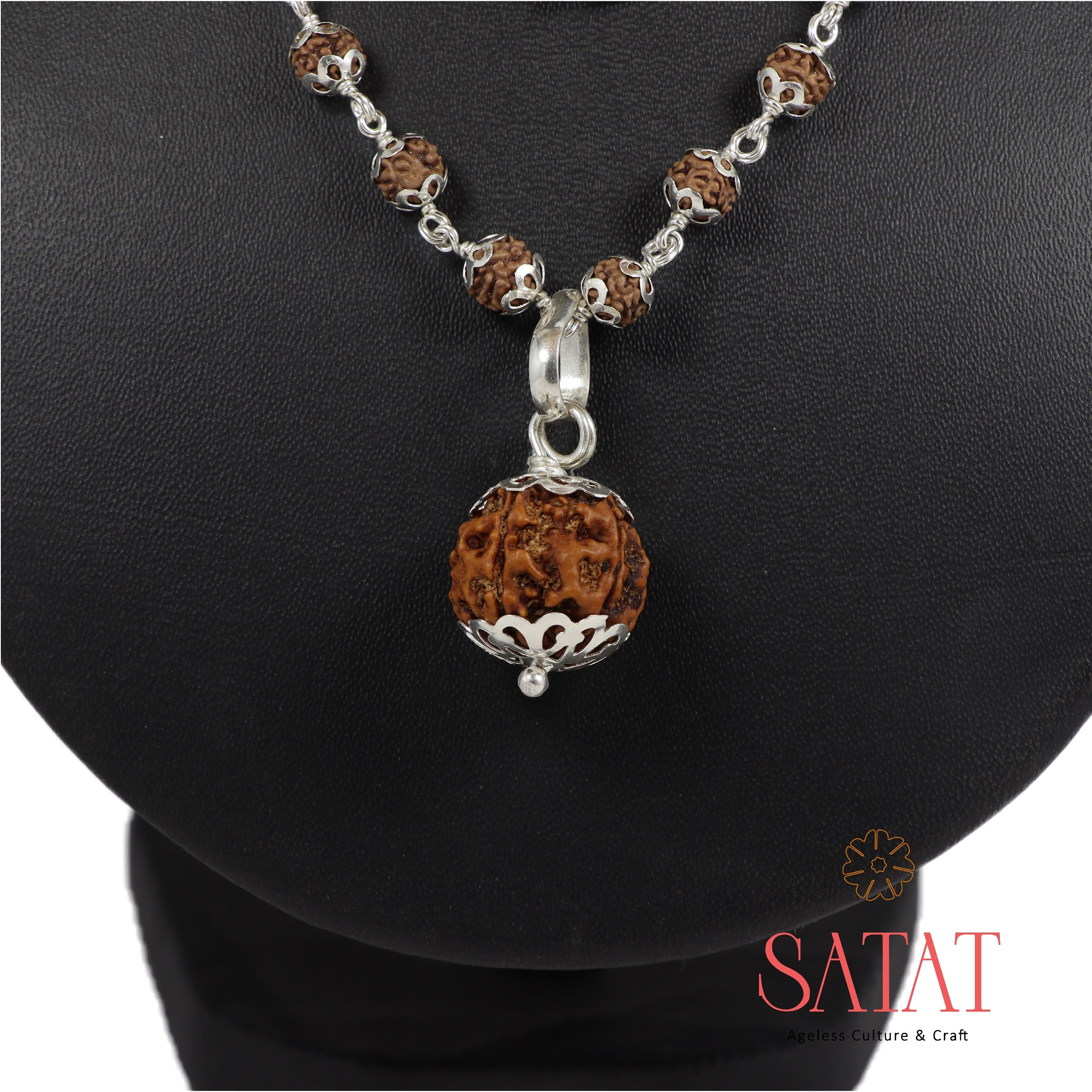 Pure Silver Cap Rudraksha | Chandi Cap Rudraksha Locket & Mala | Satat ...