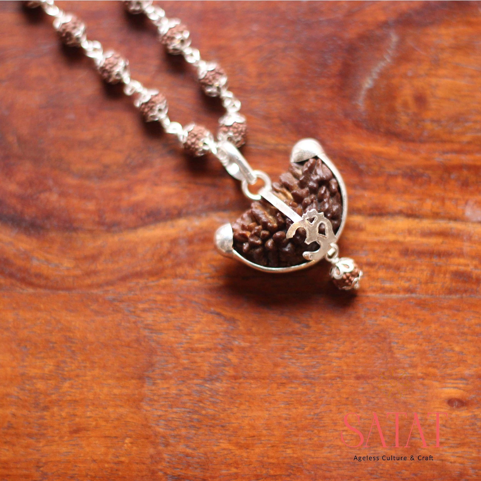 Silver Cap Rudraksha Mala withOne Face Locket