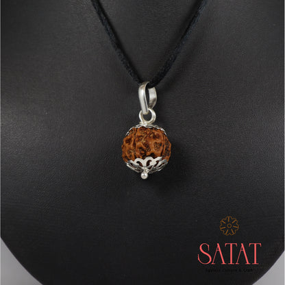 Pure Silver Six Mukhi Rudraksha Pendant